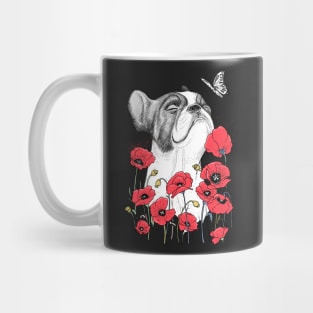 Pug in poppies Mug